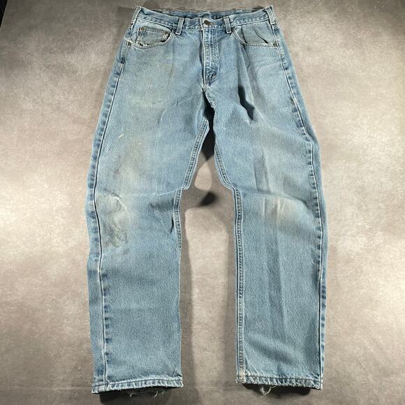 Carhartt Logo Patch Relaxed Fit Light Wash Denim Jeans - Picture 2 of 9